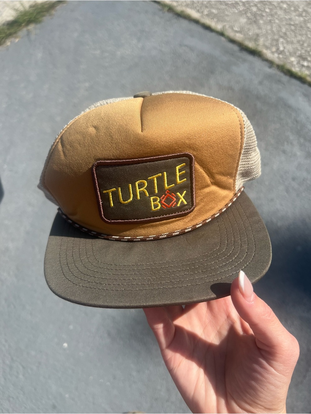 Turtle Box Two-Tone Trucker Hat - Mustard & Olive